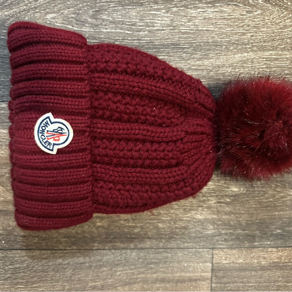 Moncler Burgundy Knit Hat